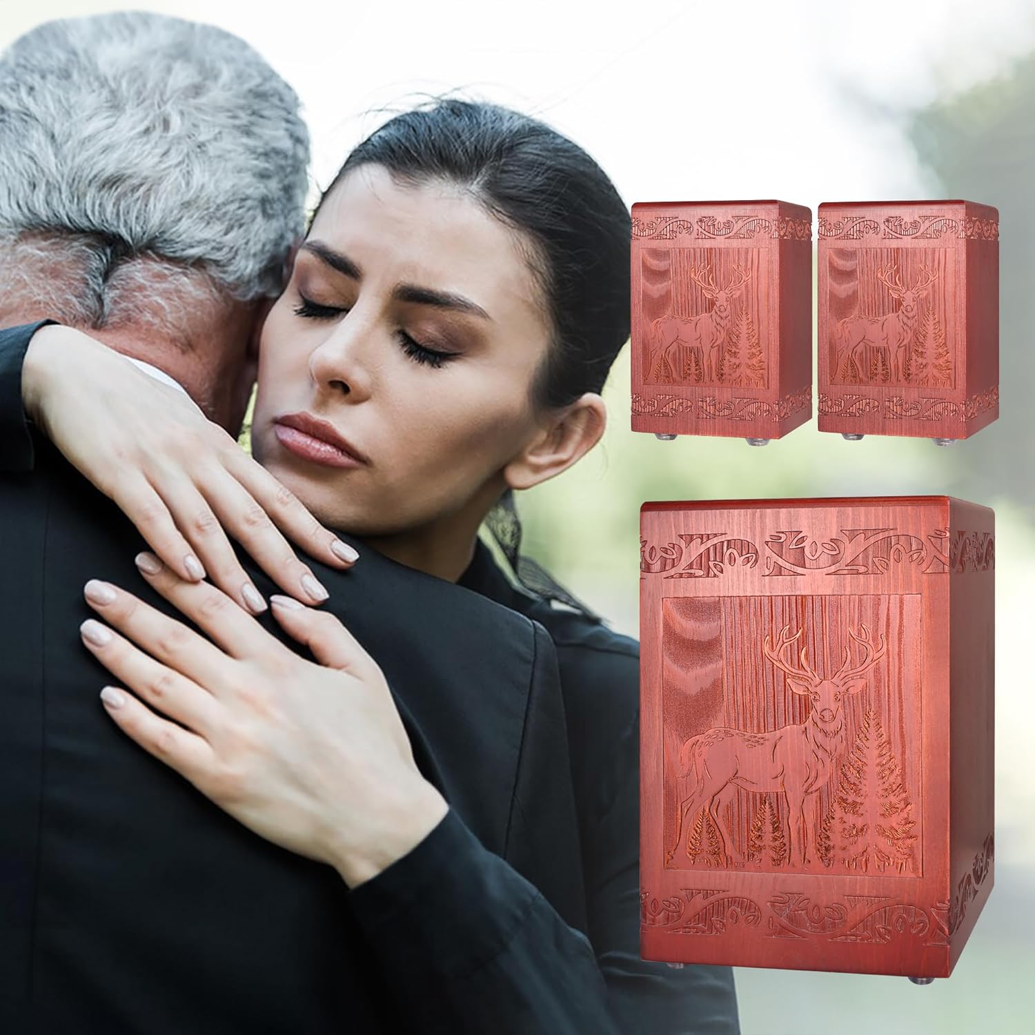 Wooden Cremation Urn for Human, Wood Handmade Engraved Decorative Box, Funeral Urns for Adult Male Female Burial or Memorial Keepsake, Urns for Ashes Men Women - Image 5