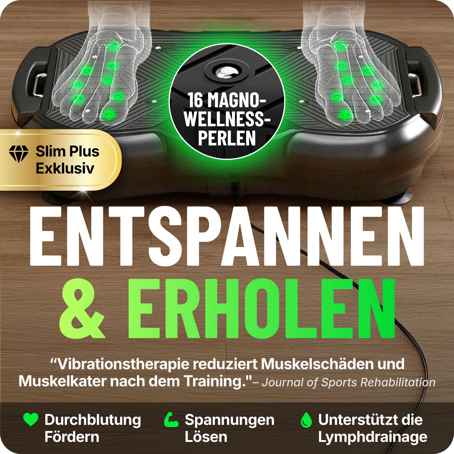 Bluefin Fitness Ultra Slim Power Vibrationsplatte, 5 Programme + 180 Stufen, Ganzkörpertraining, Geräuscharmes Heimfitnessgerät, Einfach zu verstauen, Kompaktes Design