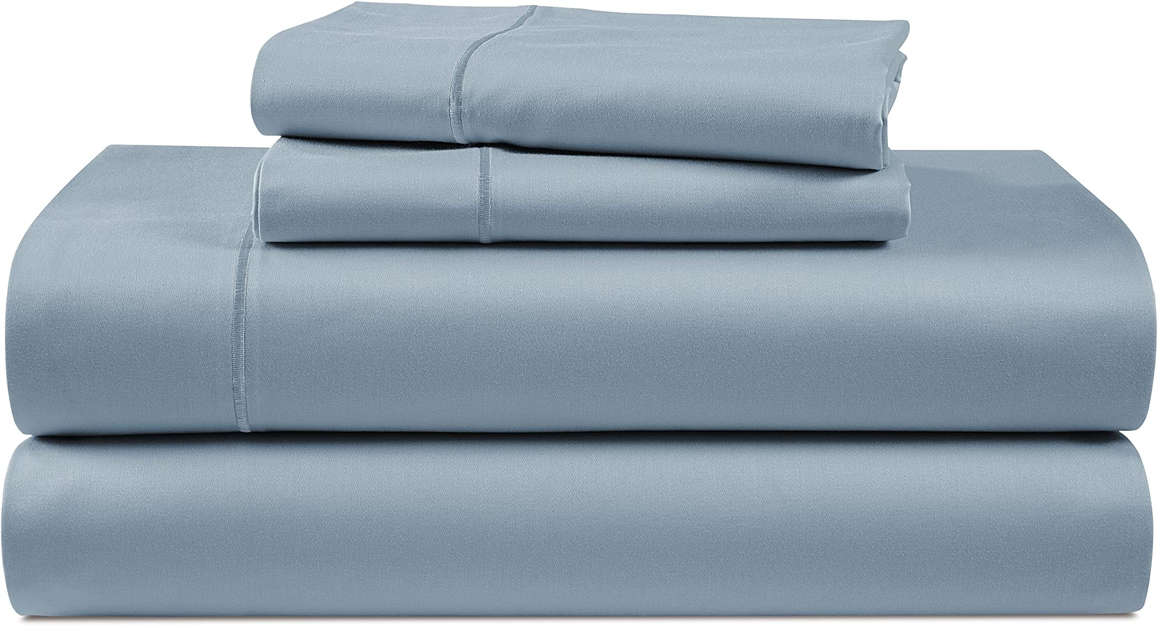 LANE LINEN Ultra Soft California King Sheets Set,100% Egyptian Cotton Mercerized Fully Elasticized with French Seam on Fitted Hotel Like Thick Luxury Cal King Bed Sheets- French Blue
