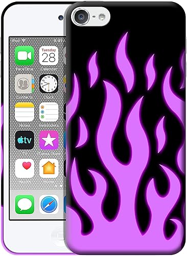 Sasi - Funda para iPod Touch 7, funda para iPod Touch 6, funda para iPod Touch 5, diseño de llamas moradas, funda protectora de plástico para iPod