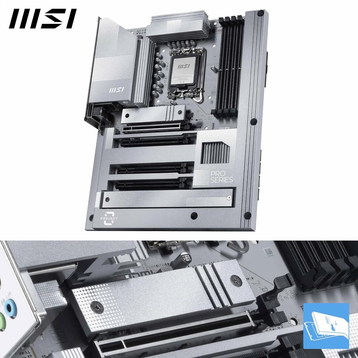 MSI PRO Z890-S WiFi PZ Motherboard, Back-Connect ATX - Supports Intel Core Ultra Processors (Series 2), LGA 1851 - DDR5 Memory Boost (8600+ MT/s OC), PCIe 5.0 x16, M.2 Gen5, Wi-Fi 7, 2.5G LAN