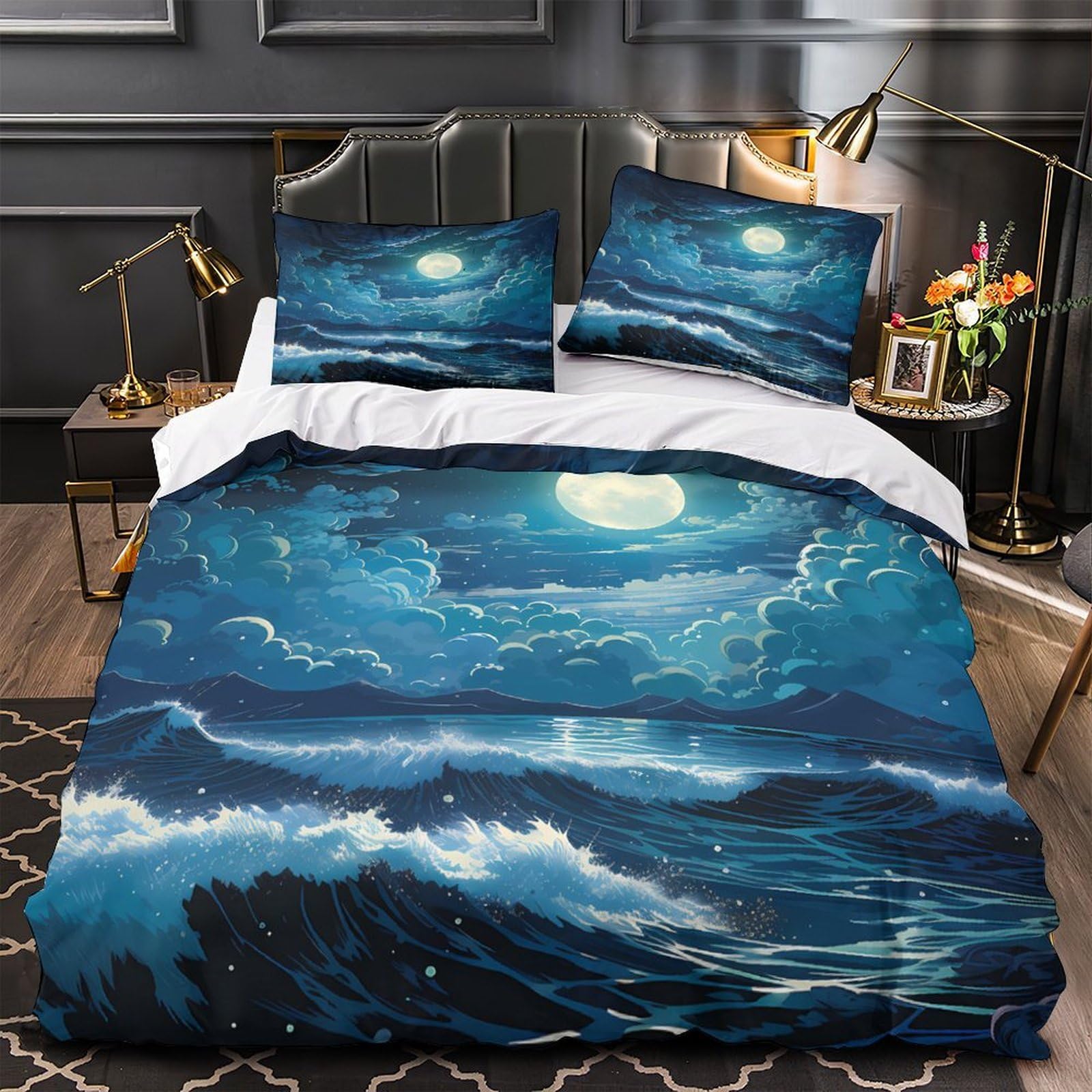 Housse de Couette Hypoallergénique Océan en Microfibre Anti-Acariens pour Lit Simple