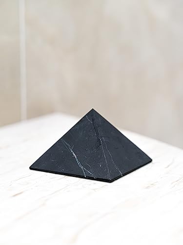 Miniatura 4 de Shungite Club Figura de cristal de protección de Shungite pirámide negra sin pulir para meditación 3.150 in de energía positiva