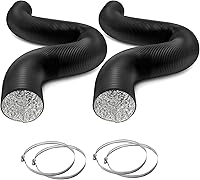 Vista 20 de HealSmart - Conducto flexible de aluminio de 6" y 2,44 metros, protección resistente de cuatro capas con 2 abrazaderas para conductos, manguera