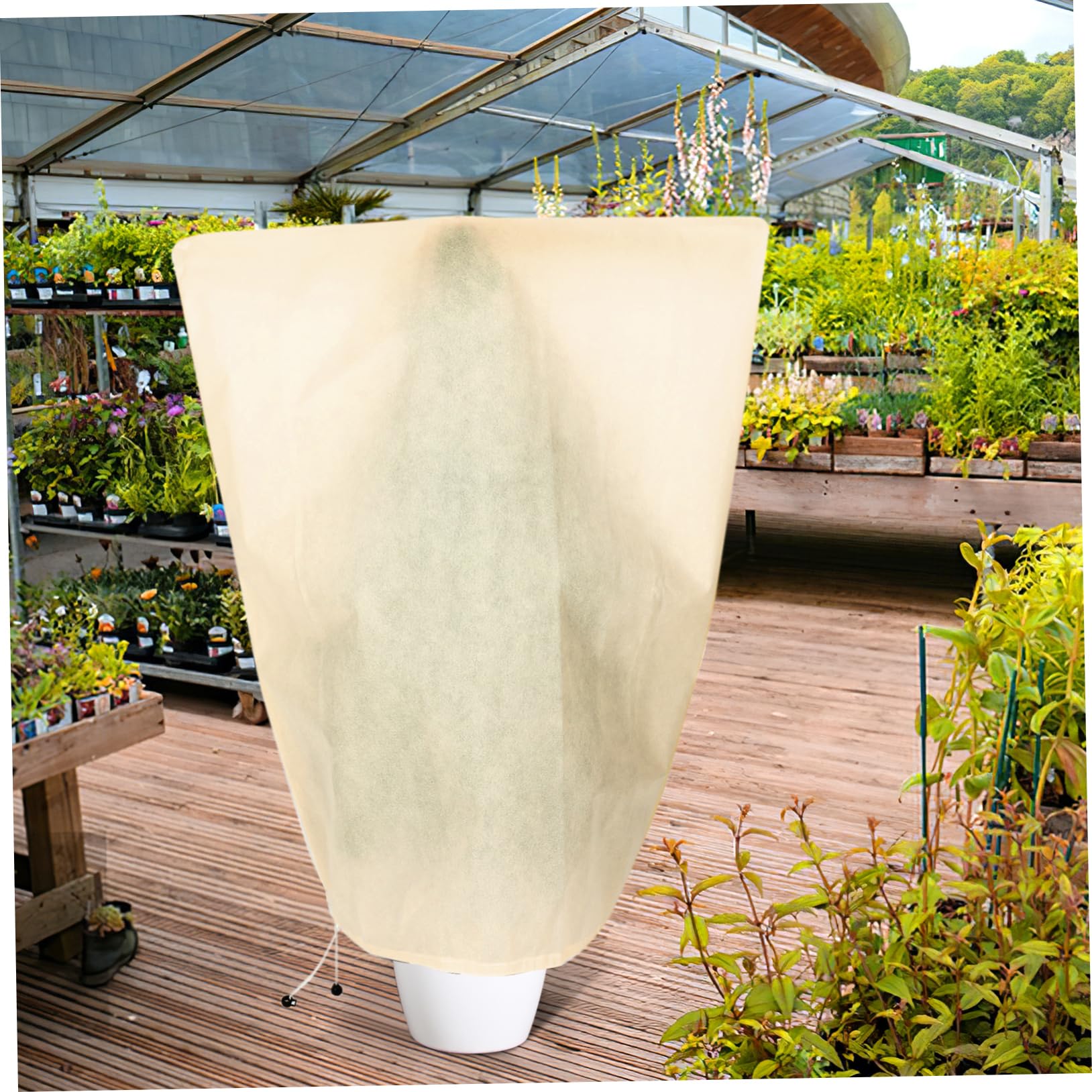 ifundom Funda Antiheladas para Plantas 2 Piezas de Tela No Tejida Beige | Cuerda Integrada, Resistente al Desgarro, Fácil de Colocar y Guardar, para Árboles y Plantas de Exterior