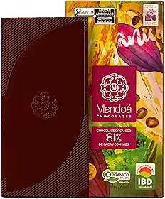 Mendoá, Barra de chocolate premium orgânico 81% de cacau com Nibs de cacau, 80 gramas