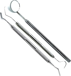 3 Pcs Dental Examination Hygiene Cleaning Set Mirror 5, Explorer 23/17, Heidemann Spatukas