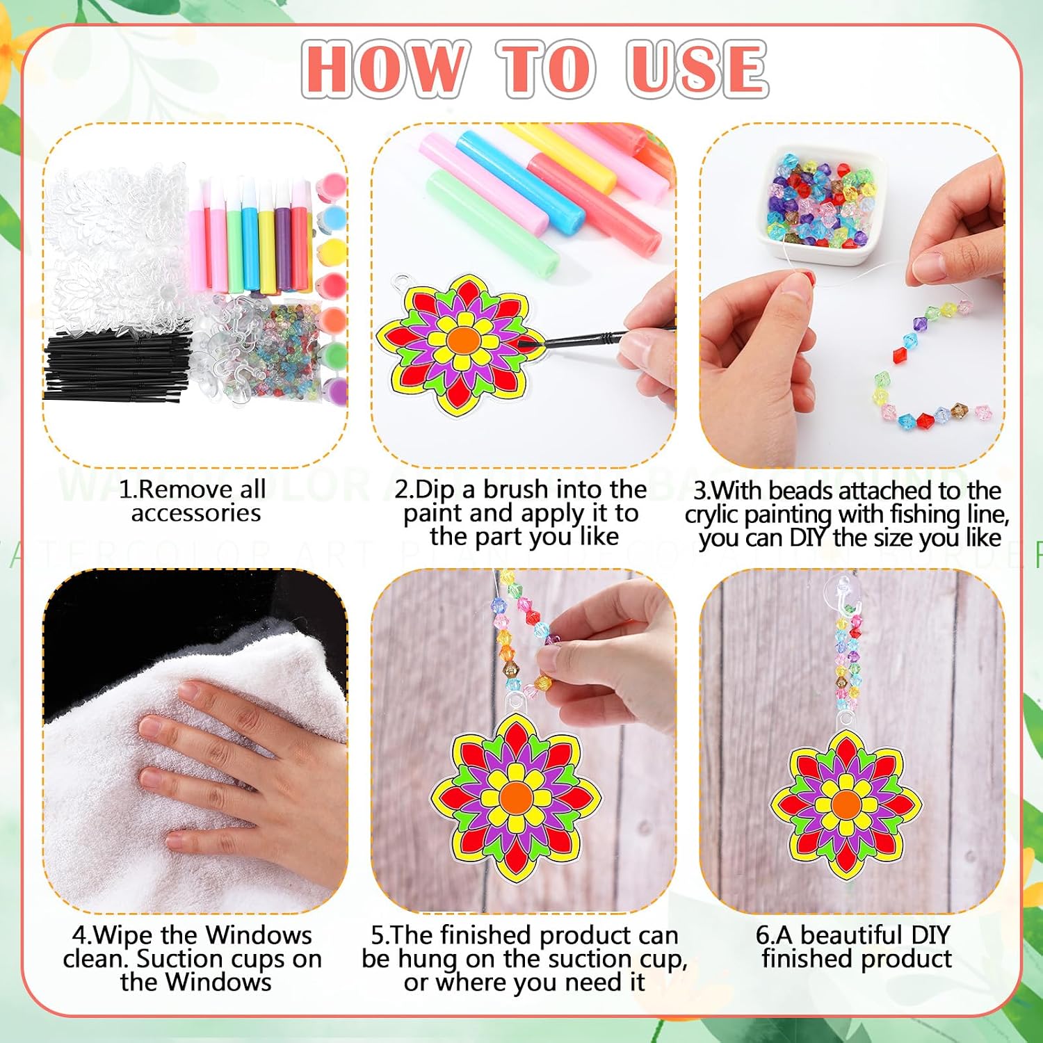Sonwyoung 30 Sets Summer Mandala Suncatchers Craft Kits Easter Holi DIY Glow in The Dark Stained Glass Kit Paint Your Own Window Ornaments Art for Holiday Parties Home Decor and Creative Activities