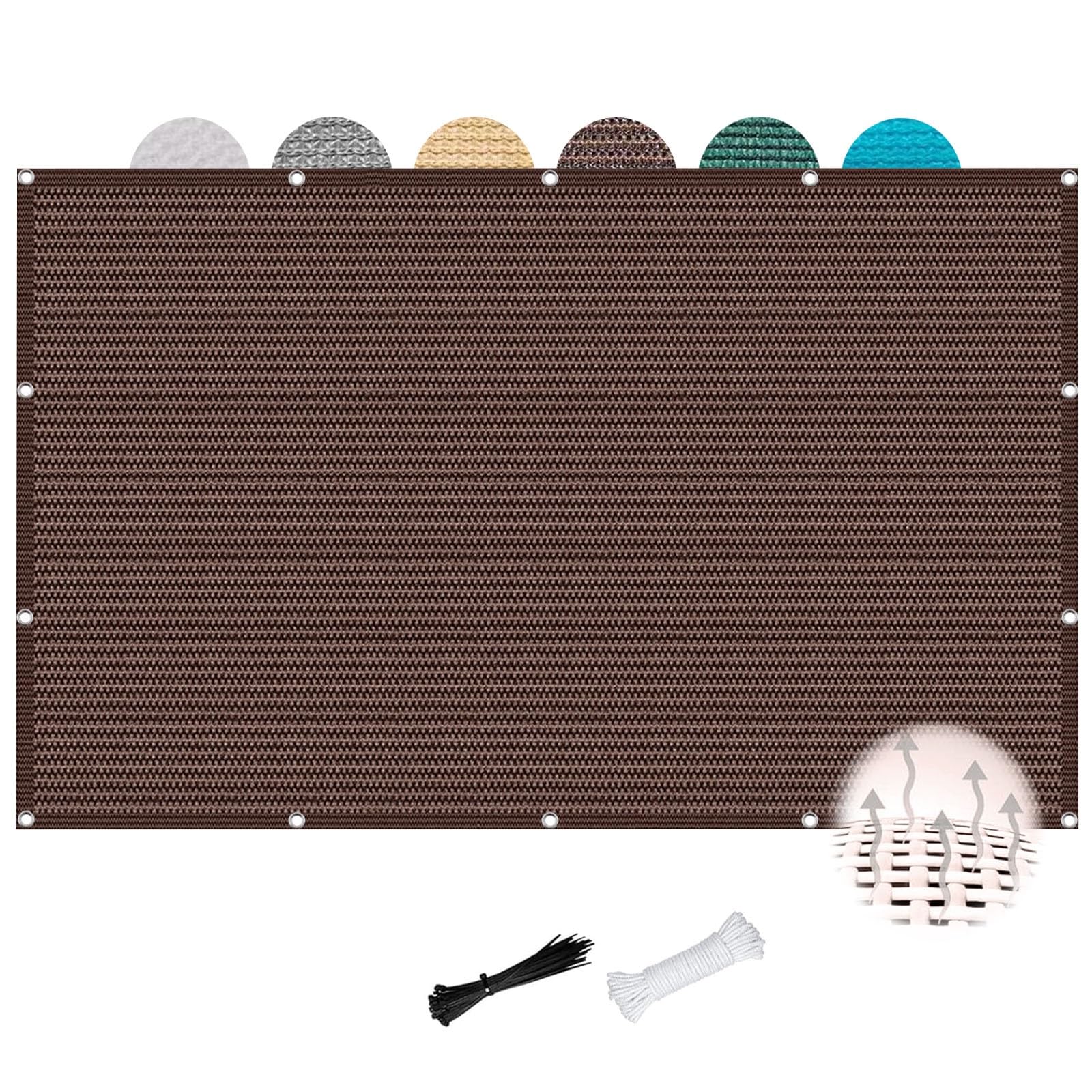 Filet d'ombrage marron 1.1x2.4m avec œillets pour serre et plante