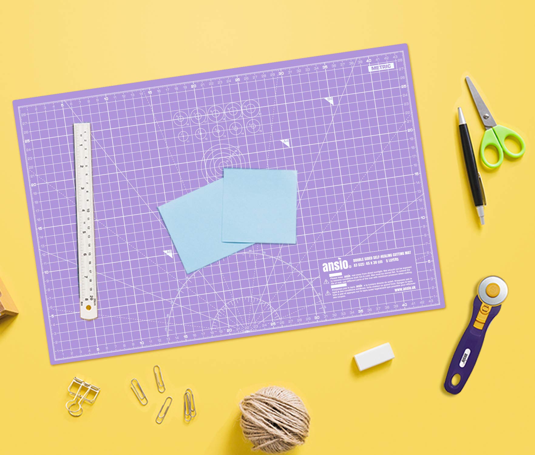 ANSIO Craft Cutting Mat Self Healing A1 Double Sided 5 Layers Quilting, Sewing, Scrapbooking