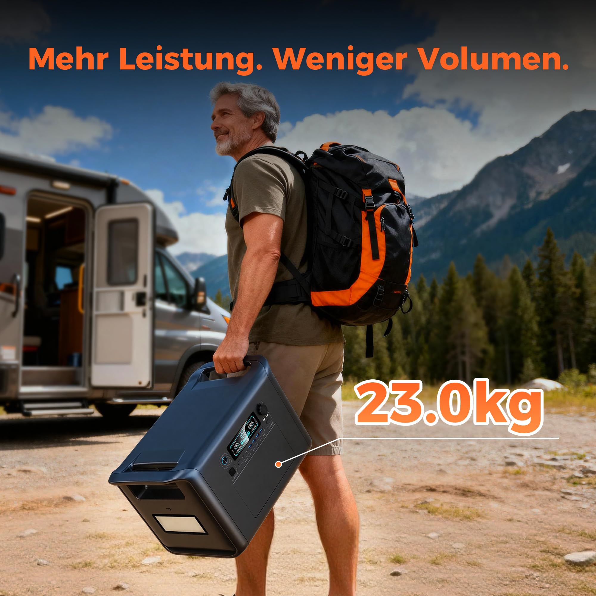 2400W Centrale Elettrica Portatile AP2000 con 1 Pannello 200W, 2048Wh Generatore Solare con Batteria LiFePO4, Ricarica 0-80% in 60 min, UPS, Power Station per Campeggio/Camper/Casa
