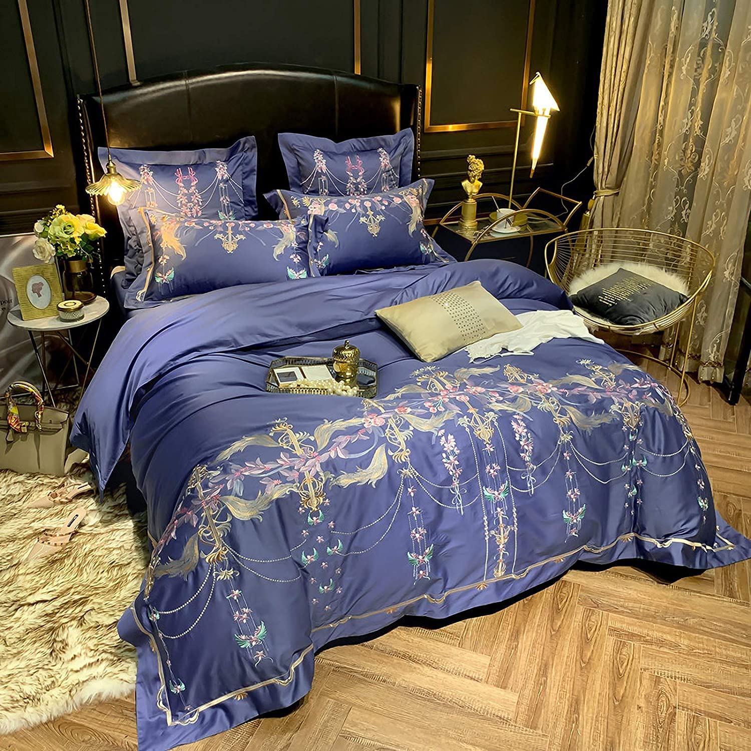 Set Biancheria Da Letto 4 Pezzi In Cotone A Fibra Lunga, Copripiumino Reversibile Monocromatico, Misura 200x230 Cm - Include Lenzuola E Federe