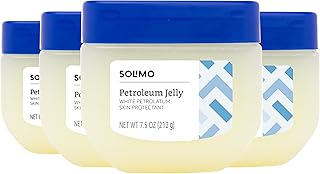 Amazon Brand - Solimo Petroleum Jelly White Petrolatum Skin Protectant, Unscented, 7.5 Ounce (Pack of 4)