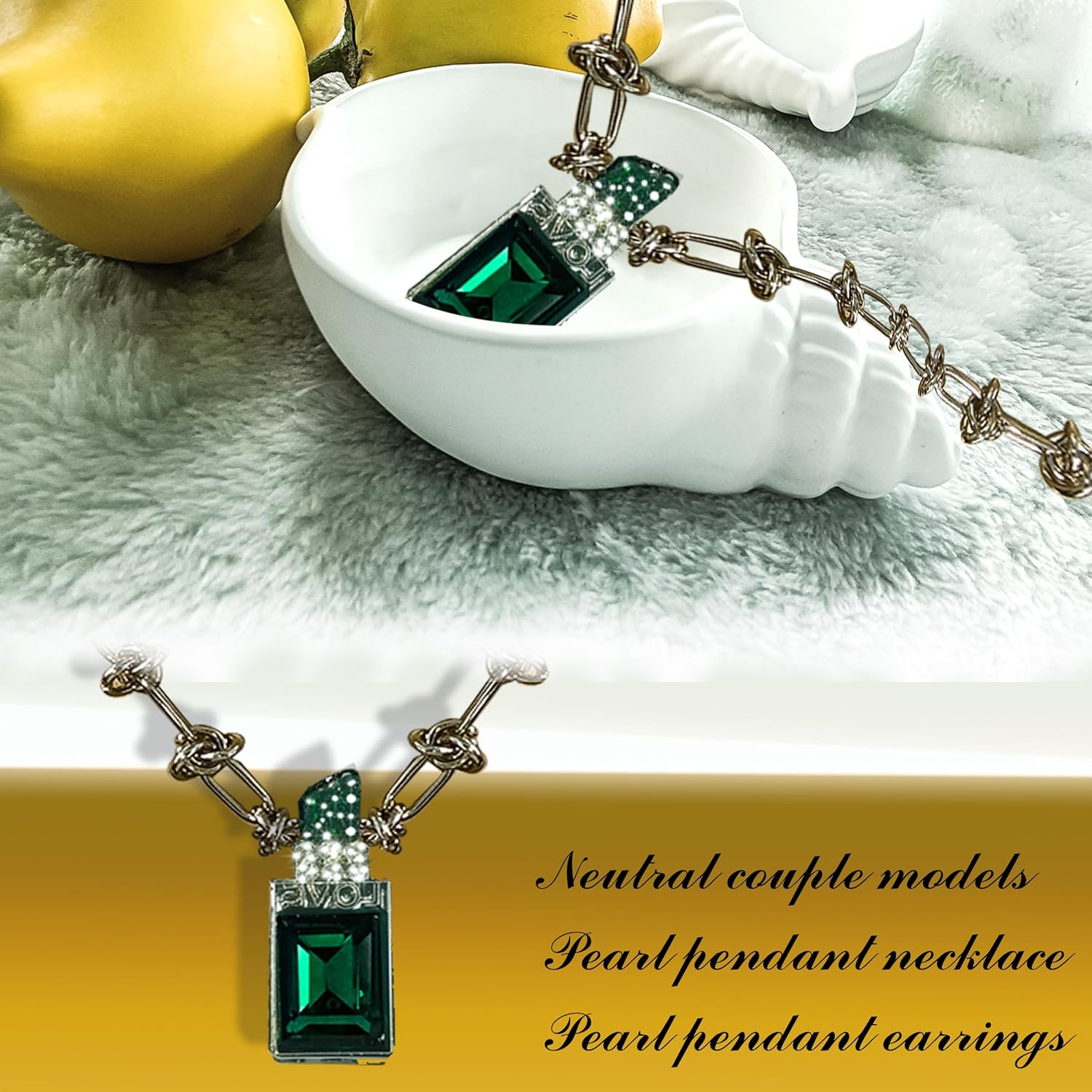 Men's and Women's Pendant Chunky Chain Necklace Chunky Crystal Pendant Knotted Chain Style