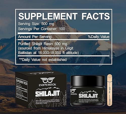 Miniatura 5 de Shilajit - Resina Shilajit orgánica pura del Himalaya 500 mg de máxima potencia, natural orgánica Shilajit resina con más de 85 oligominerales, 75%