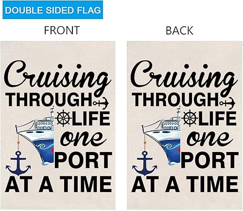 Miniatura 3 de ZJXHPO Bandera de jardín de crucero para crucero, regalo de vida de crucero por la vida, bandera de un puerto a la vez, decoración de vacaciones de
