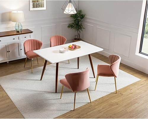 Miniatura 50 de TINA'S HOME Sillas modernas para sala de estar, comedor, pequeña silla decorativa de terciopelo con patas de metal dorado, bonita silla lateral