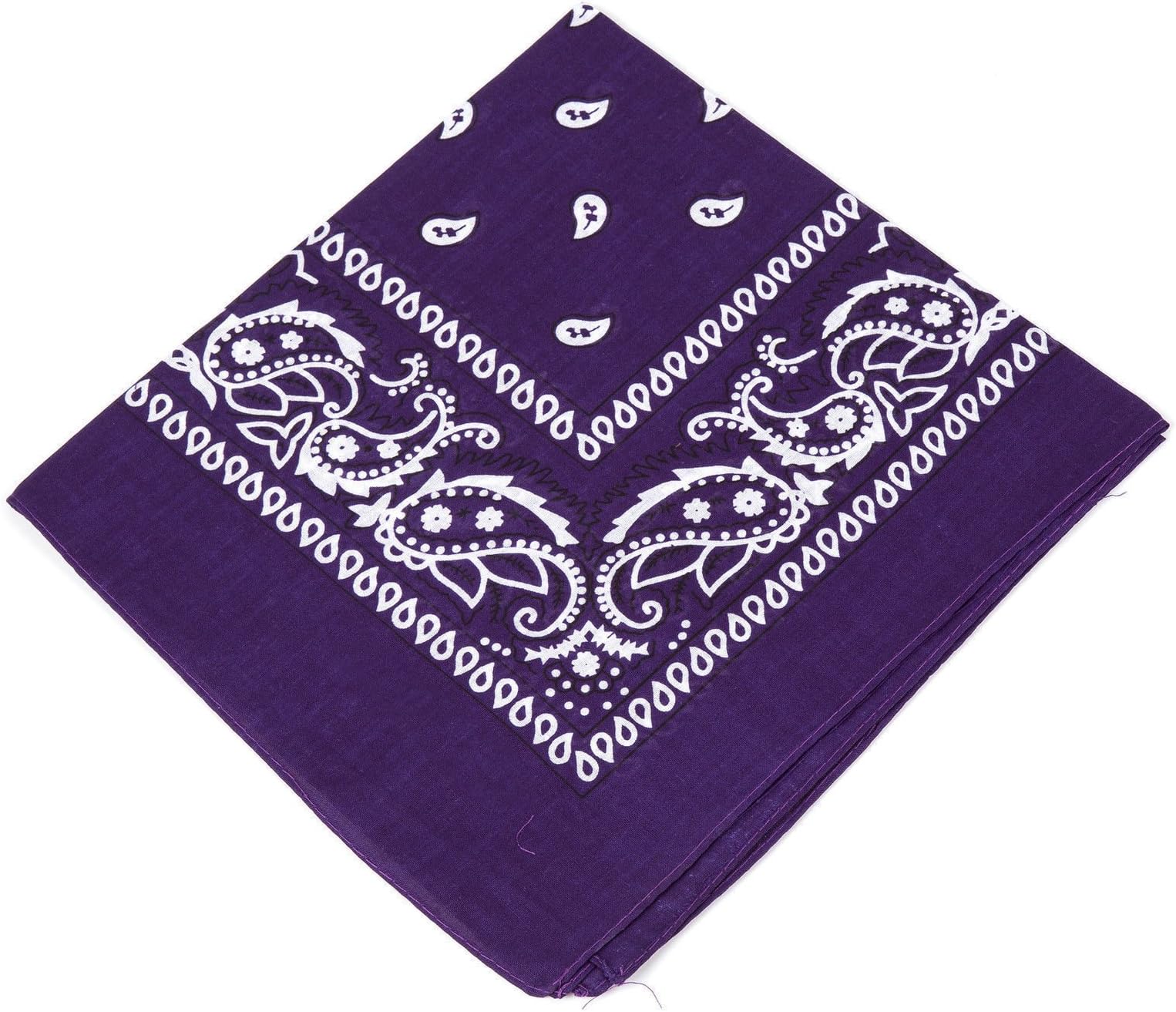 [UK SELLER] Men's/Women's Bandana Head Scarf Neck Scarves Paisley 100% COTTON (purple), Purple, One Size
