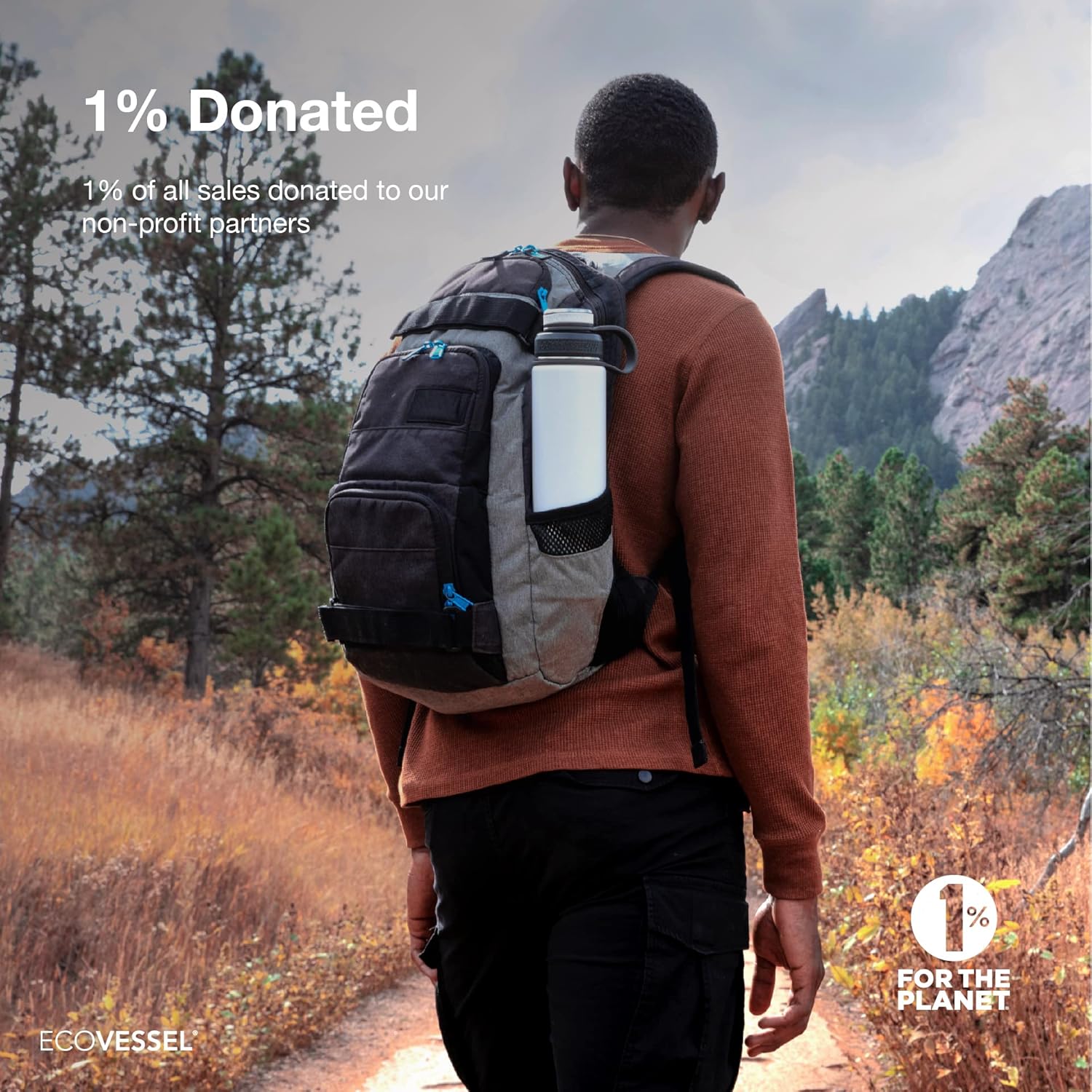 EcoVessel Stainless Steel Water Bottle with Insulated Dual Lid, Insulated Water Bottle with Strainer and Silicone Bottle Bumper, Coffee Mug – 24oz (Navy Nightfall) - Image 6