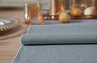 Vista 60 de ZeeMart Light Grey Table Runners 108 Inches Long, Burlap Linen Style Rustic Farmhouse Table Runner, Long Boho Dining Table Runner, 13x108 Inches