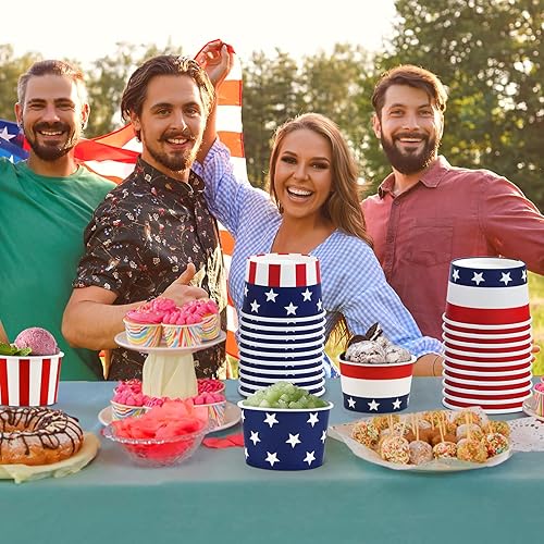 Miniatura 5 de 60 cuencos patrióticos desechables para el Día de la Independencia del 4 de julio, cuencos patrióticos desechables para sopa de helado para picnic,