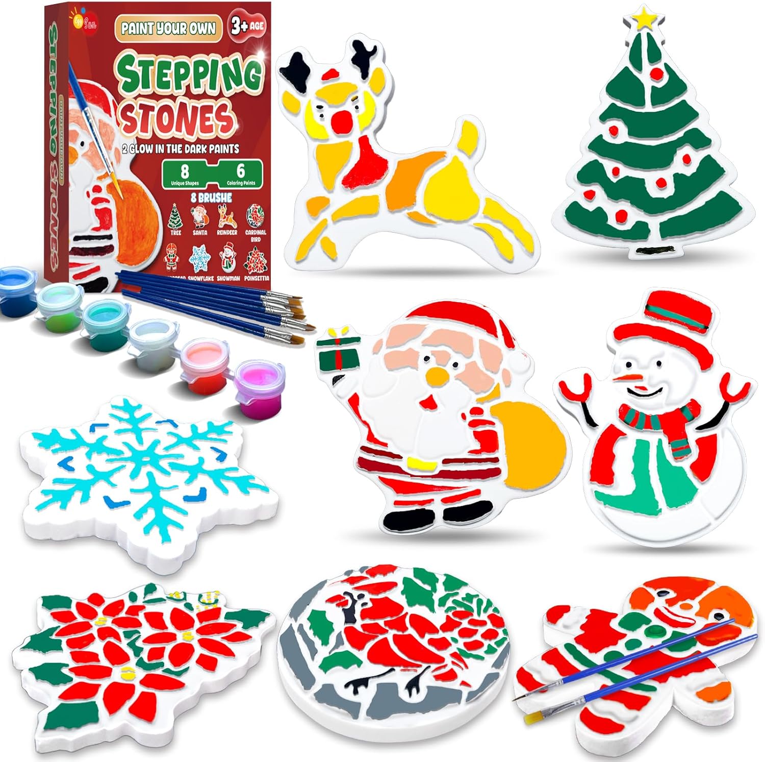 EggSun 8Pcs Stepping Stones Painting Crafts Kit for Kids 4 8 6, DIY Garden Stones Outdoor Paint Your Own Ceramic Unicorn Arts and Crafts for Boys Girls Ages 4 7 9 10 12 Birthday Gifts