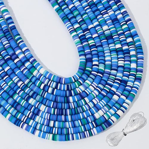 3600 cuentas de arcilla para hacer pulseras, 10 hebras planas y redondas de arcilla polimérica cuentas Heishi de 0.236 pulgadas espaciadoras para
