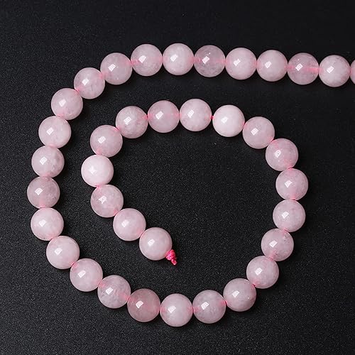 Vista 228 de 38 cuentas de cristal de cuarzo rosa brasileño de piedra natural de 0.394 pulgadas para hacer joyas y pulseras Cuarzo rosa de Brasil