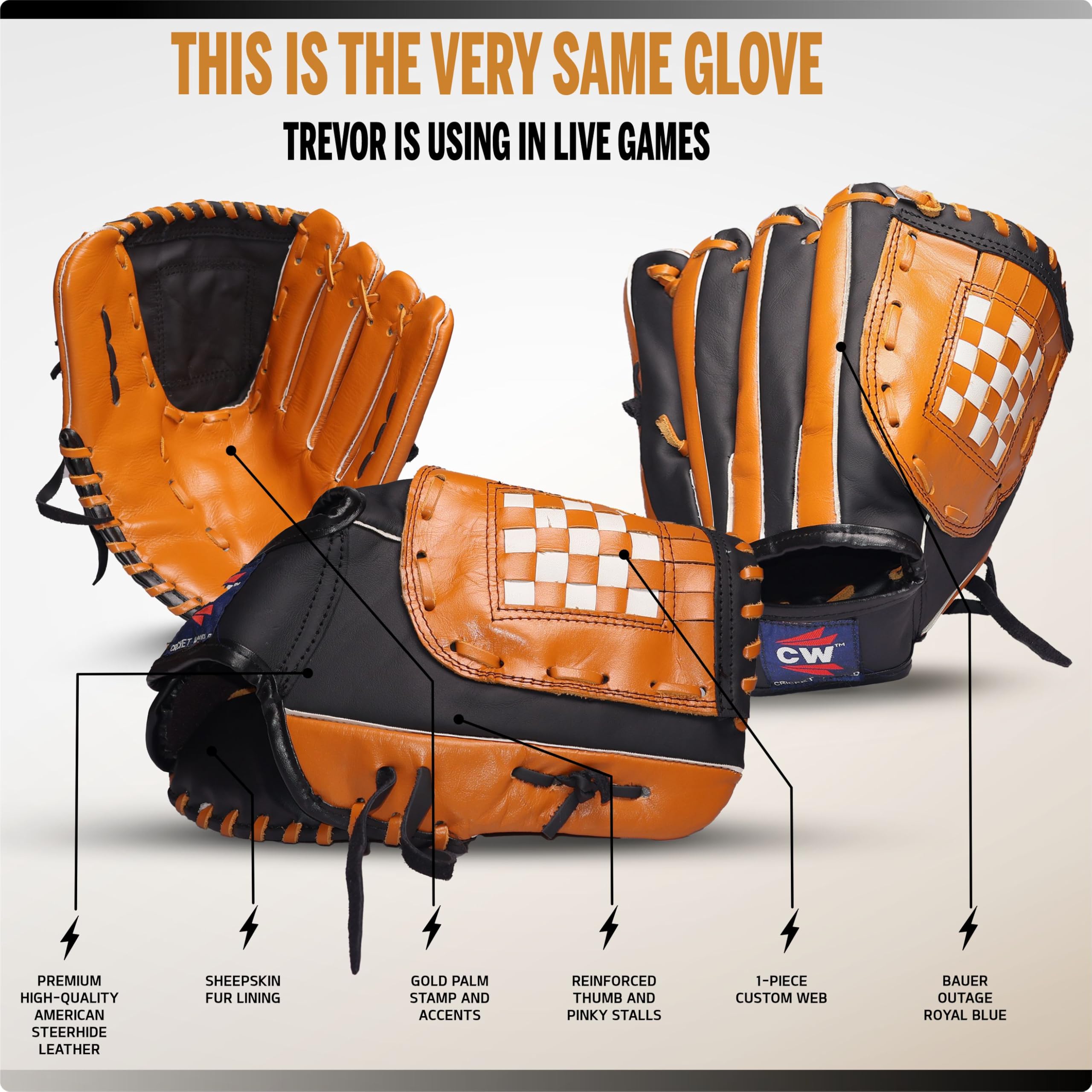 CW IKON Baseball Glove for All Positions | Base Ball Training Men Glove | Match Tournament Club Play (Single Piece) 3
