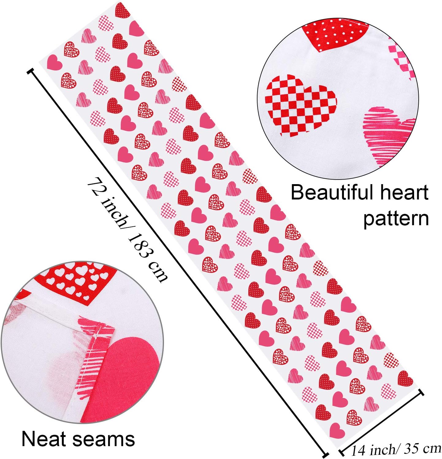 Aneco Valentine's Day Table Runner Plaid Heart Print Table Runner Mother's Day Table Runner for Home Wedding Party Valentine's Day Table Decorations
