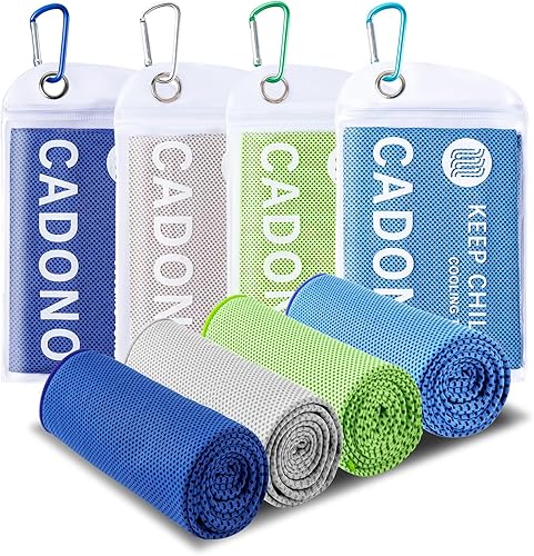 Miniatura 14 de Paquete de 4 toallas refrescantes (40 x 12 pulgadas), toalla de frío suave y transpirable, toalla de hielo, toalla de microfibra para yoga