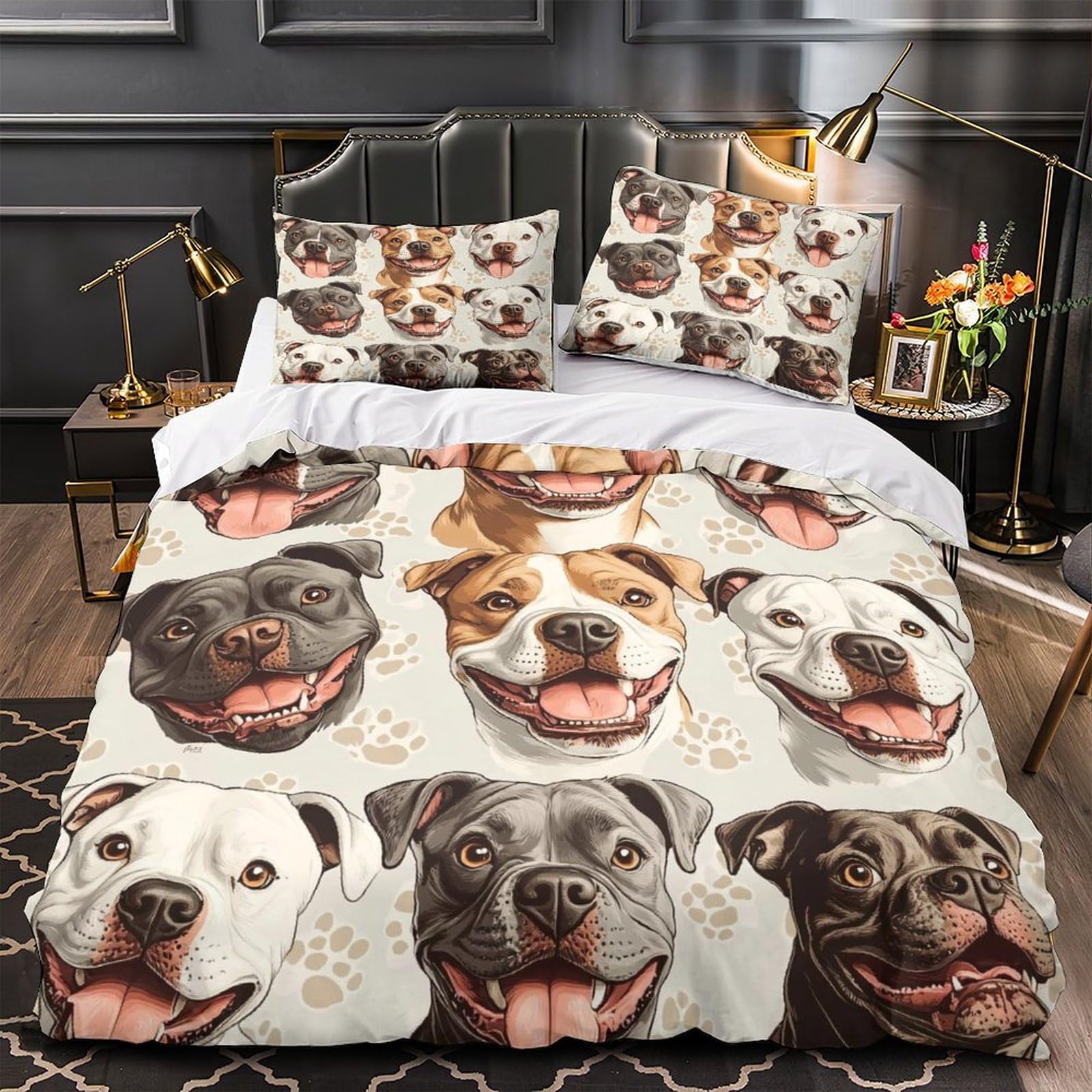 Parure de lit hypoallergique king size avec fermeture éclair et imprimé floral roses 3D
