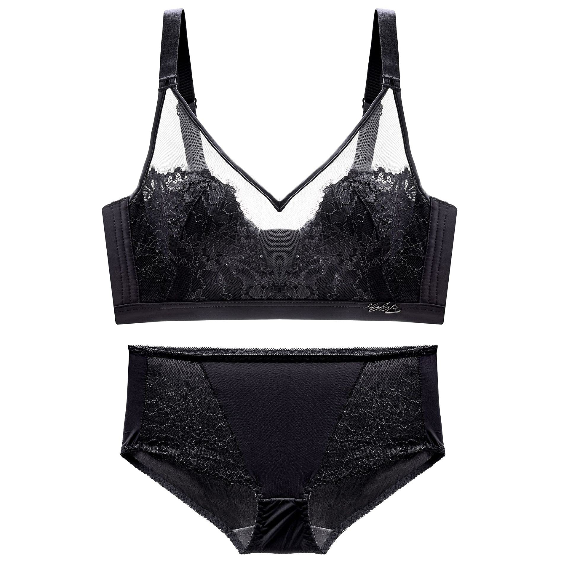 Big Course Show Pequeño latón Sin Esponja Ajuste de Gran tamaño Reunido Ropa Interior Juego de Ropa (Color : Black, Size : 40/90BC)