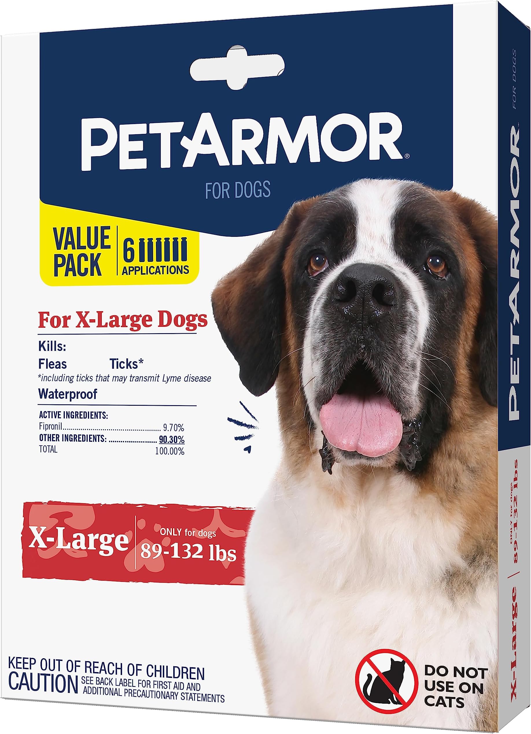 for Dogs, Flea and Tick Treatment for Extra Large Dogs (89-132 Pounds), Includes 6 Month Supply of Topical Flea Treatments