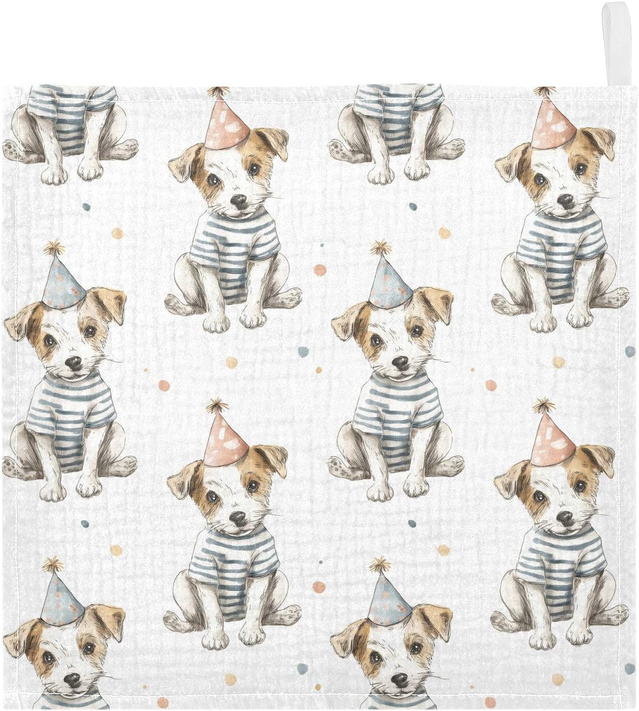 vvfelixl Baby Muslin Washcloths Cute Birthday Dog Baby Burp Cloths Cotton Babys Face Towel for Infants Soft 11.8 X 11.8 in, 3 Pack