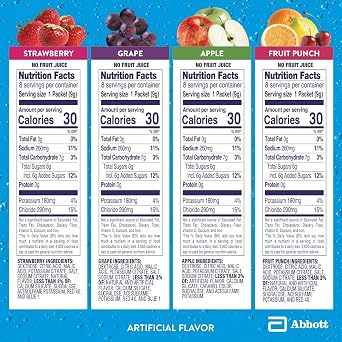 Pedialyte Electrolyte Powder, Hydration Drink for Kids & Adults, Variety Pack: Strawberry, Fruit Punch, Grape, and Apple, 24 Powder Packets
