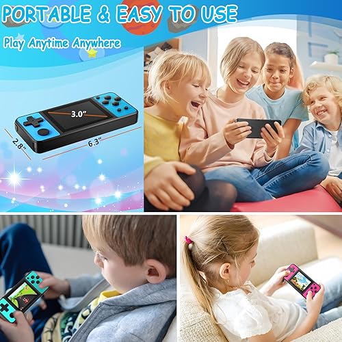 Miniatura 6 de Juegos de mano de 32 bits para niños, 139 videojuegos integrados, pantalla IPS de 3.0 pulgadas, juguetes de viaje recargables para edades de 4 a 13