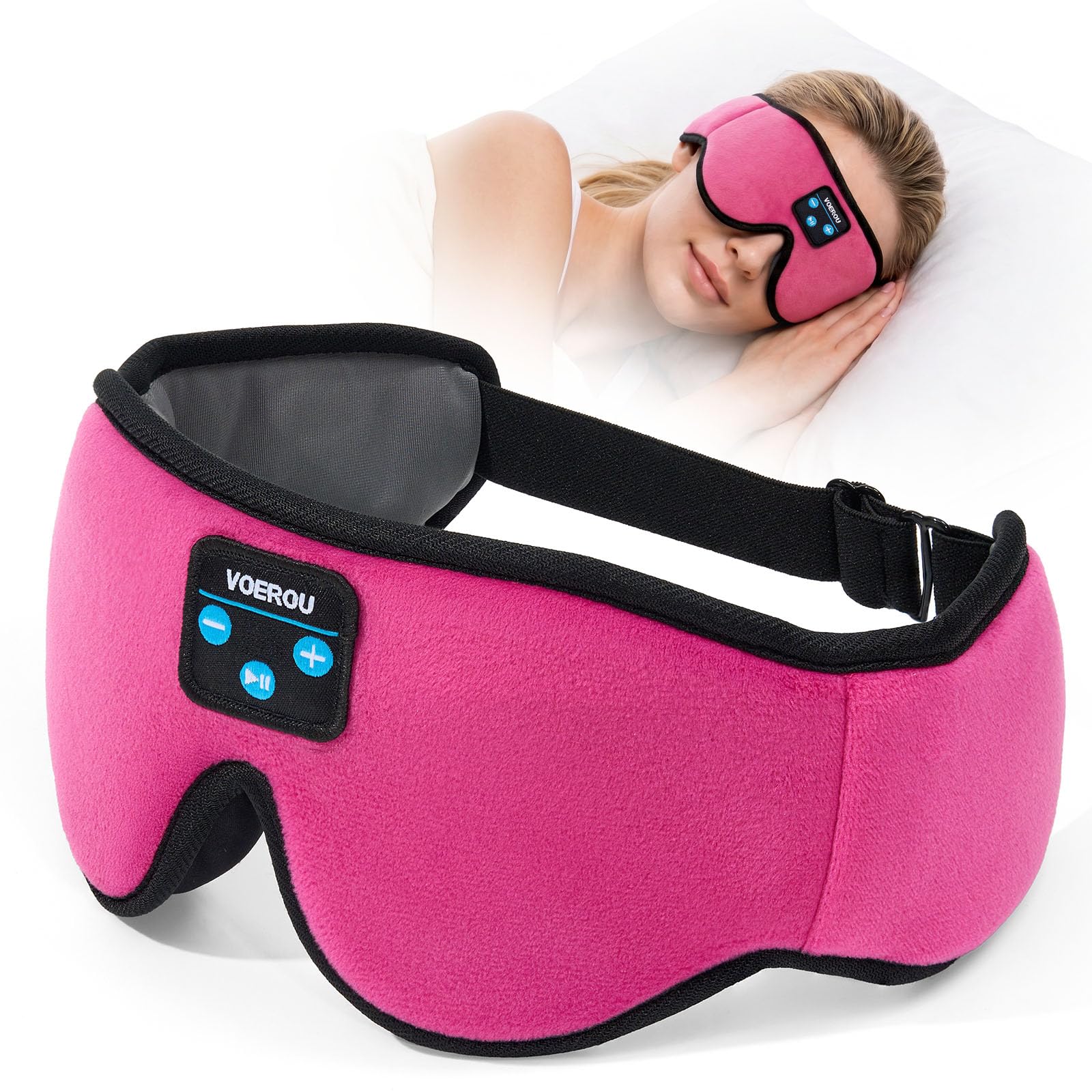 Voerou Cuffie Bluetooth per Dormire, Diadema 3D Regolabile, 12H | Vestibilità traspirante regolabile, 12h batteria, lavabile, ideale per dormire di lato