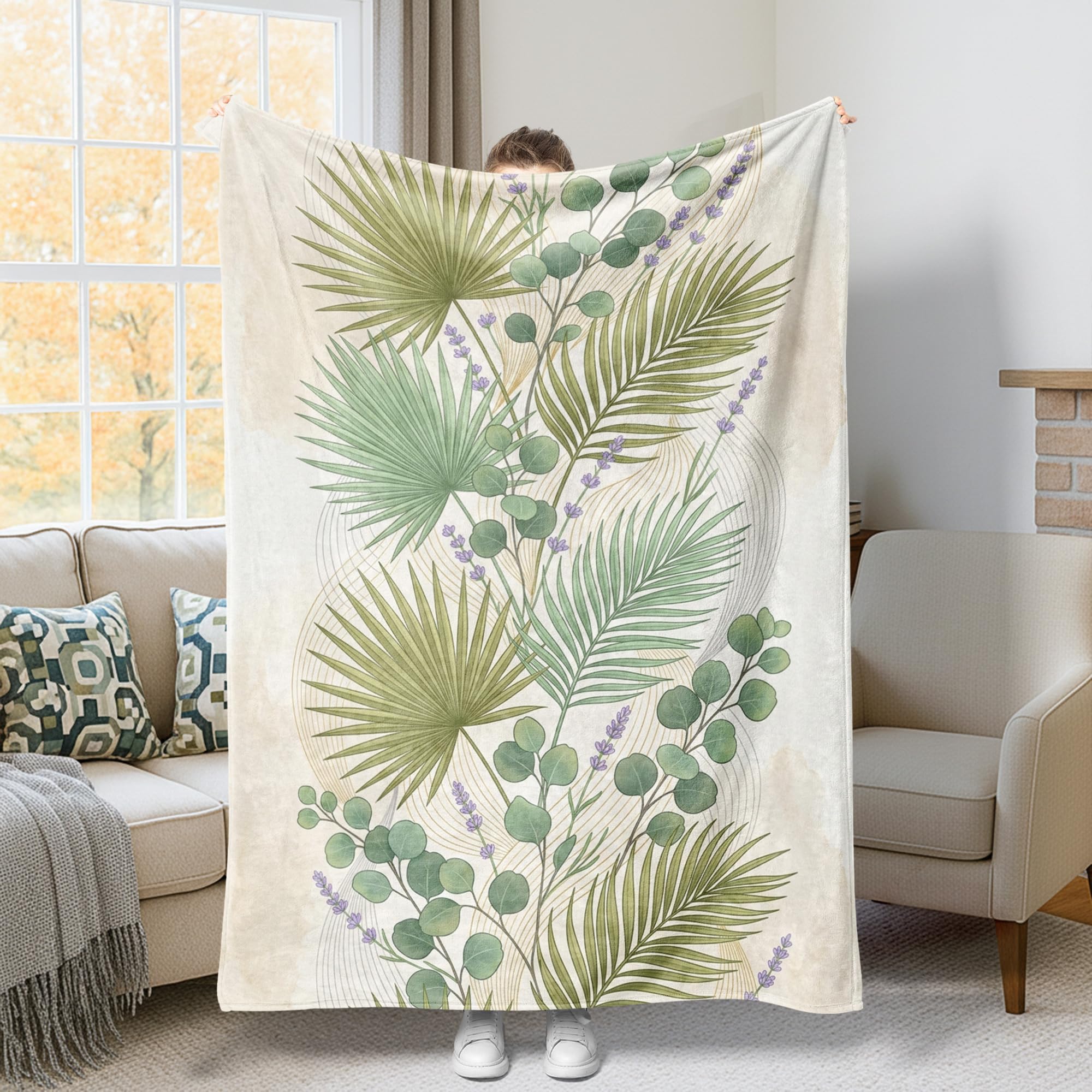 Couverture esthétique palmier compacte pour décorer un canapé fatigué