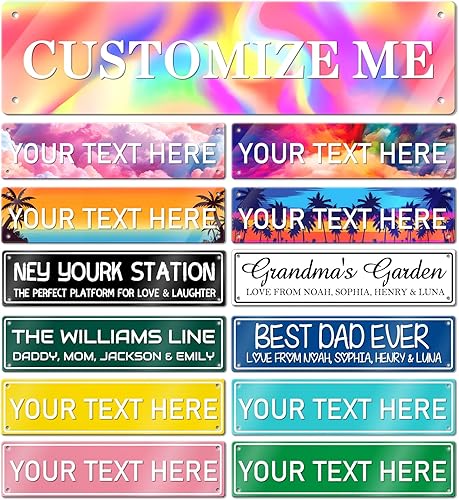 Miniatura 9 de Letreros personalizados de metal para exteriores e interiores, 4 x 16 pulgadas, letrero de calle personalizado para decoración de pared del hogar,