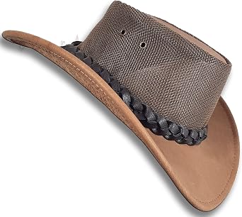 Oztrala Buffalo Leather Hat Australian Outback Western Cowboy Mesh Mens Womens Kids Jacaru Black Brown Tan HLBS HLBB