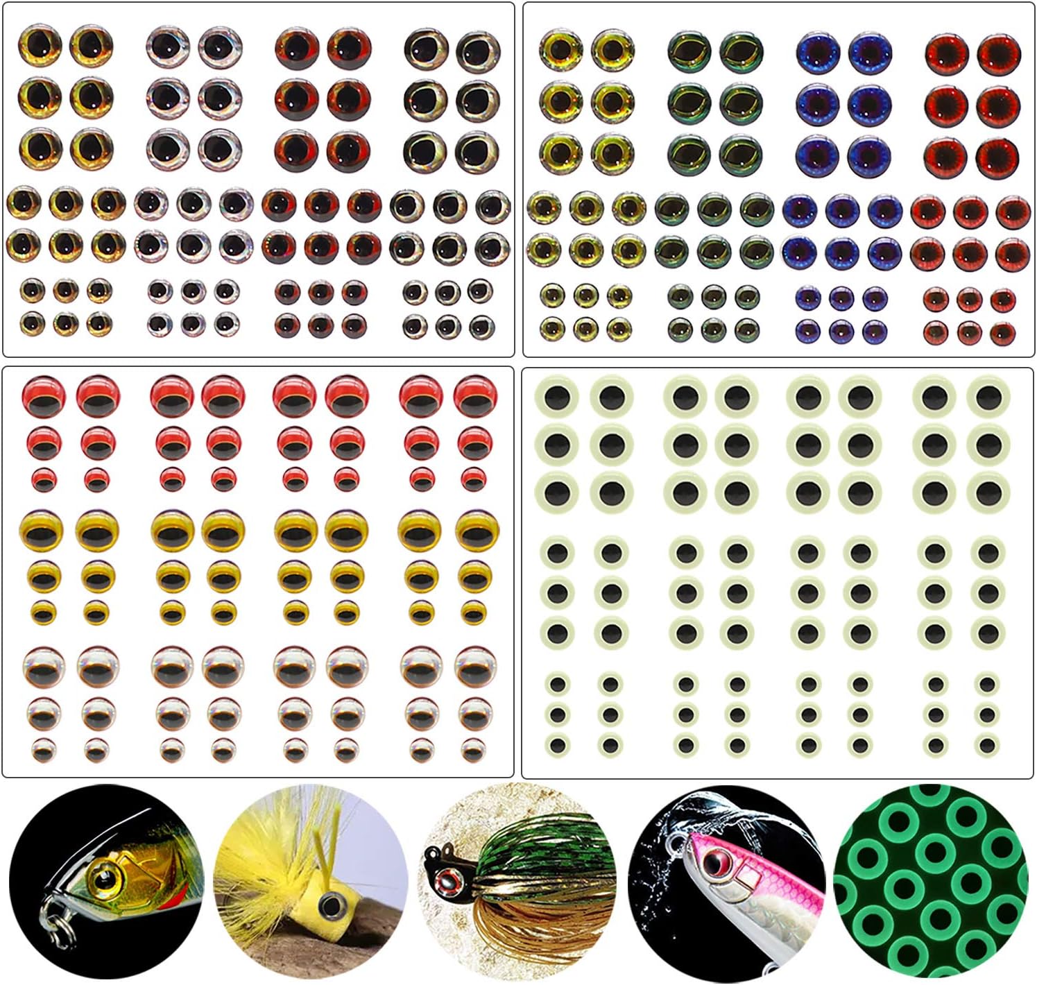 Dovesun Fishing Lure Eyes Fly Tying Kit Lure Making Kit Fly Tying Eyes Sizes Lure Eyes 288pcs