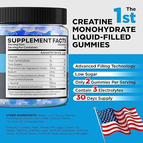 Miniatura 2 de Yutiny Gomitas rellenas de monohidrato de creatina, 0.18 onzas de creatina monohidrato masticables para hombres y mujeres, extra fuerte para el