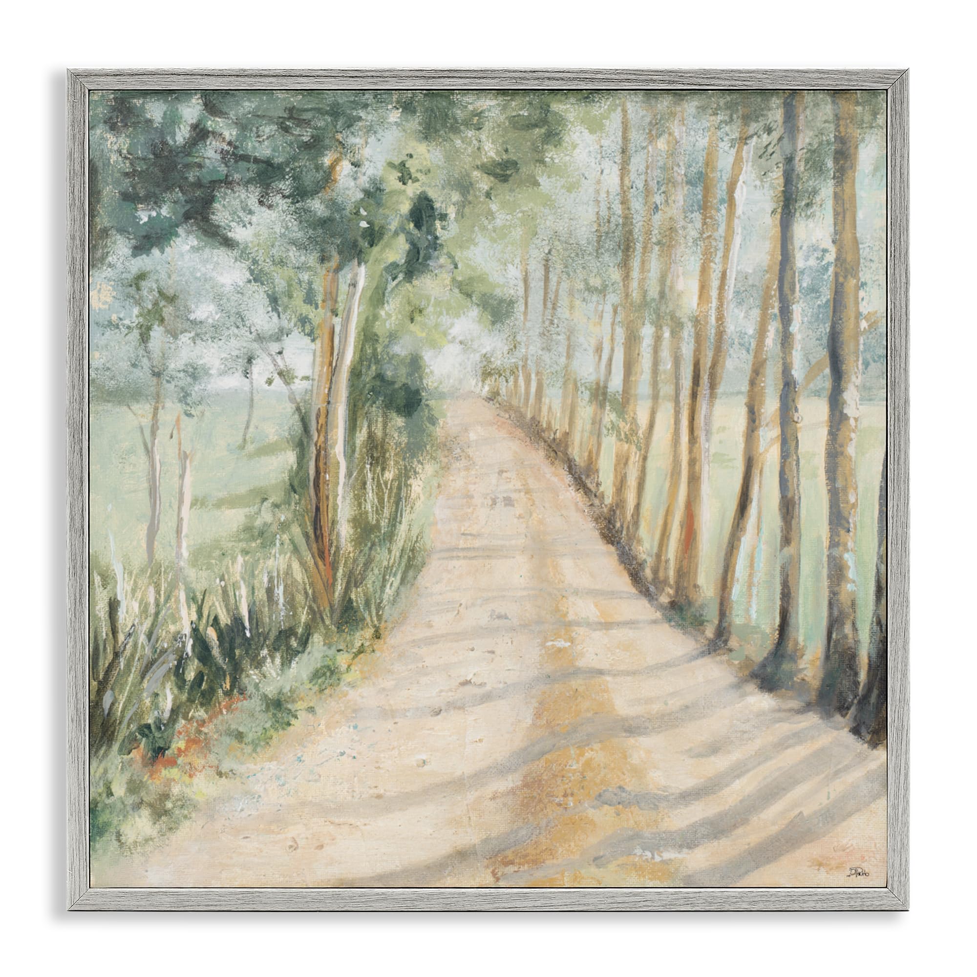 Serene Woodland Pathway Landscape, 17 x 17 Inch Framed Giclée Print