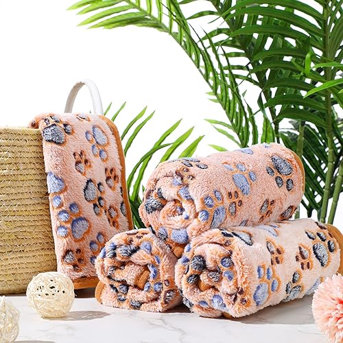Vista 85 de Tatuo 4 unidades de mantas para perros y cachorros, juguetes de dentición, manta de vellón con estampado de patas, manta de vellón para mascotas