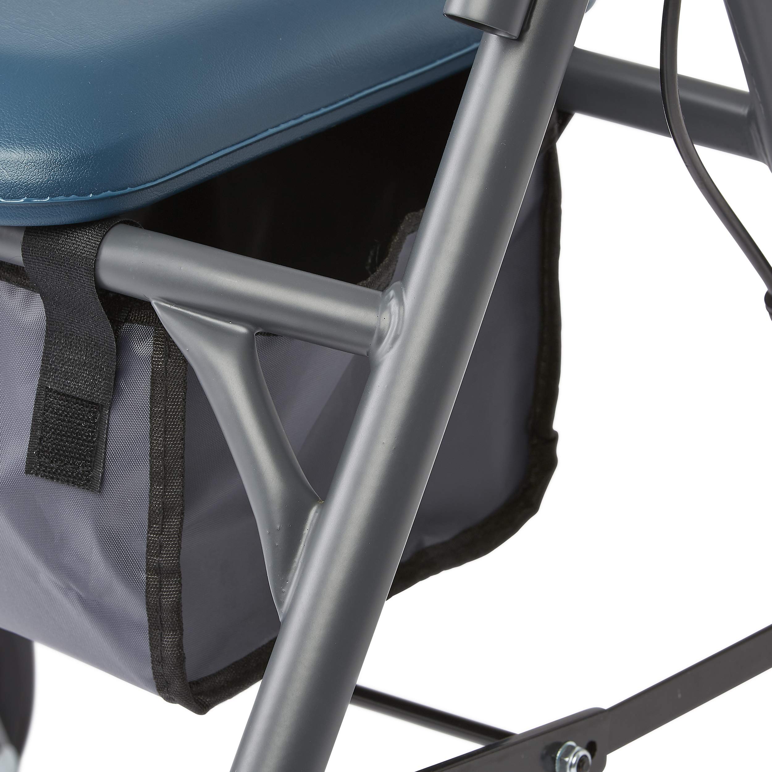 Medline Andador con asiento y ruedas, andador plegable para personas mayores con protección Microban, marco de acero duradero que soporta hasta 350 libras, ruedas de 6 pulgadas, verde azulado