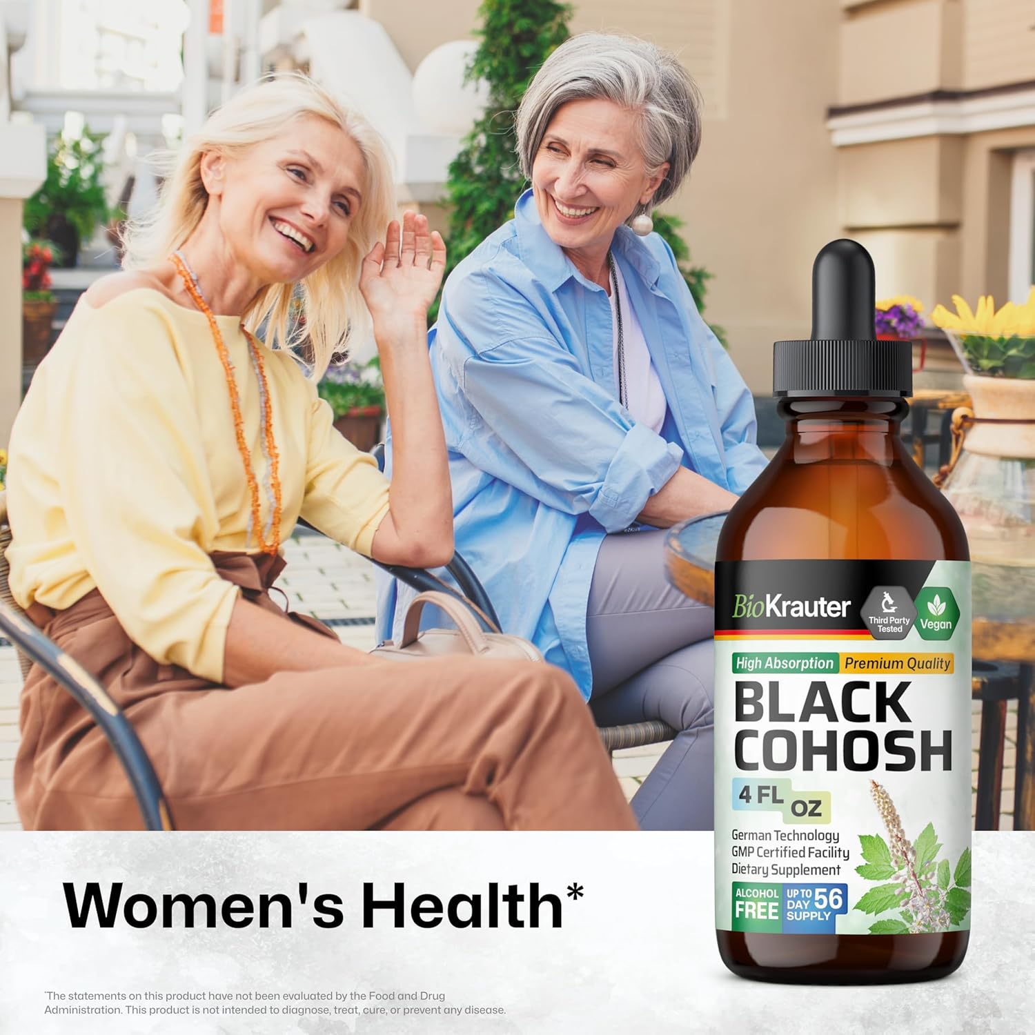 BIO KRAUTER® Perimenopause & Menopause Supplements for Women* - Pure Vegan Black Cohosh for Mood Support & Women's Wellness - Black Cohosh Supplements 4 Fl.Oz 56-Day Supply, Alcohol & Sugar Free - Image 2