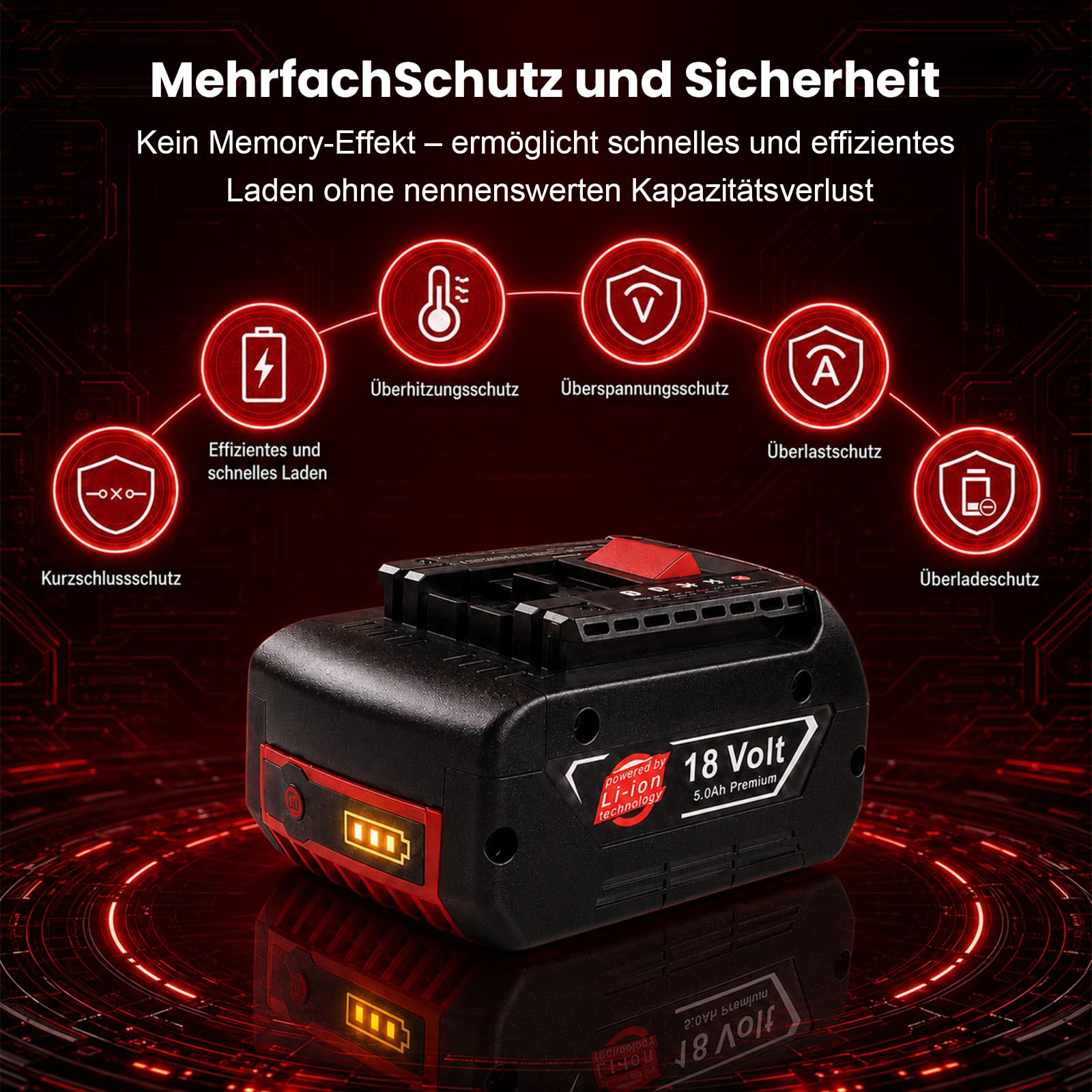 Lot de 4 batteries de rechange Li-ion 18 V 5000 mAh pour batterie Bosch