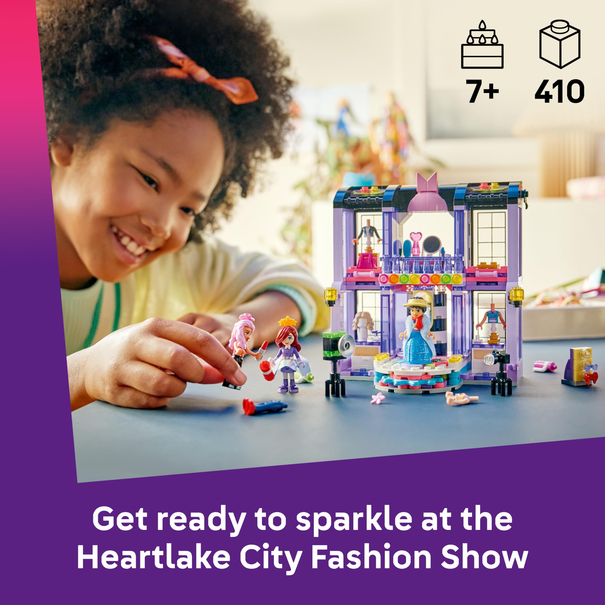 LEGO Friends Heartlake City Fashion Show, Dress-Up Toy w/ 3 Mini Dolls, a Catwalk, Customisable Outfits incl. Skirt, Coat - Image 2