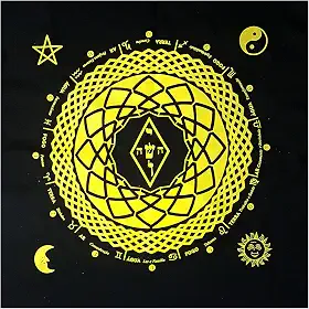 Toalha para Tarô Elemental 4 elementos com Brilho Amarela